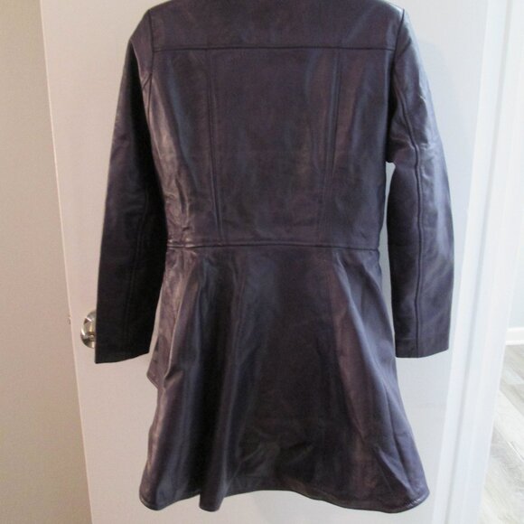Women's Purple Asymmetrical Leather Peplum Jacket NWOT Sz M - Picture 10 of 12